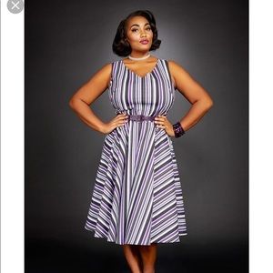 Pinup Girl Clothing Pinup Couture Havana Nights Dress Solstice Stripe Size M NWT